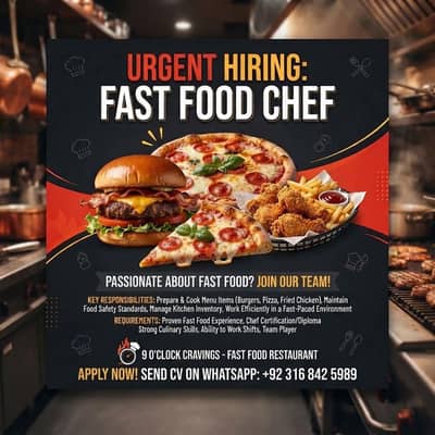  URGENT HIRING: Expert Fast-Food Chef / Kitchen Manager