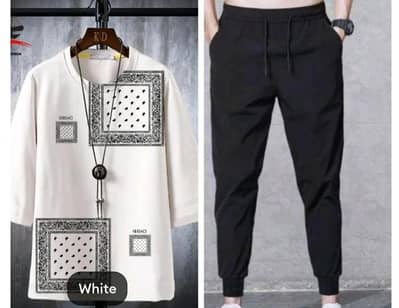 Men Printed Micro Interlock Track Suit White