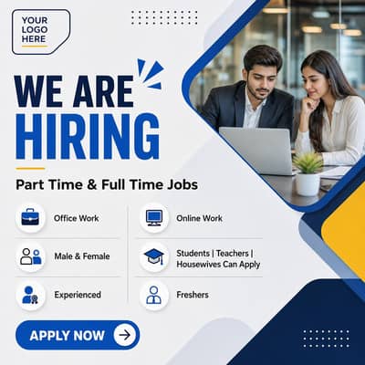 We are hiring in lahore Male and female Apply now