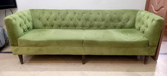 2 Four-Seaters + 1 Single Seater + 1 coffee table | Green Velvet