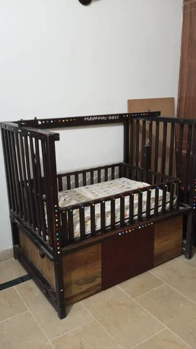 Wooden Baby Cot / Baby Crib with Storage – Excellent Condition