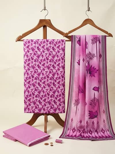 Premium Bana Dora Linen Unstitched 3 Piece Suit for Ladies