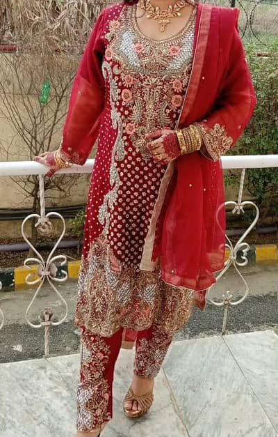 Red Antiques Work Dress