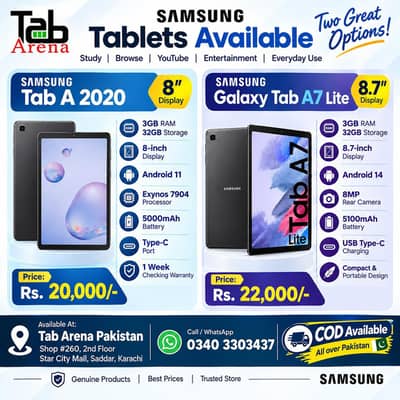 Samsung Tab A 2020 3/32GB & Galaxy Tab A7 Lite 3/32GB | 8” & 8.7”