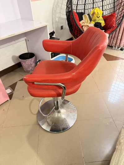 Red leather hydraulic pump base chair