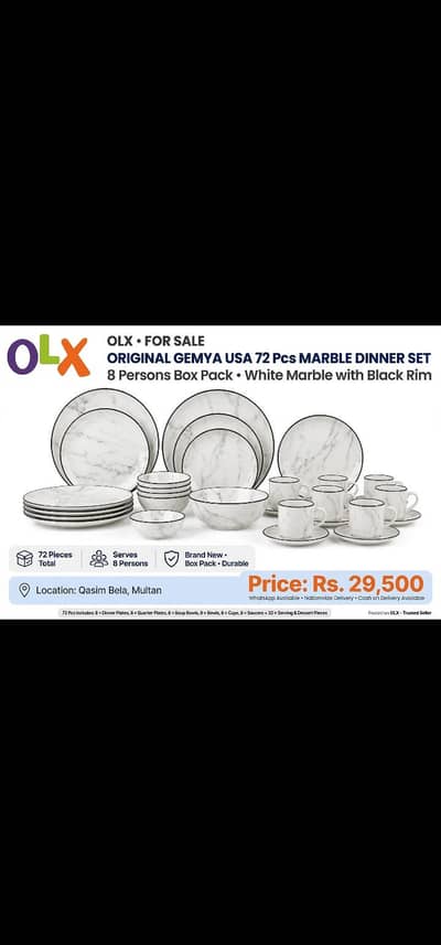 Original GEMYA USA 72 Pcs Marble Dinner set