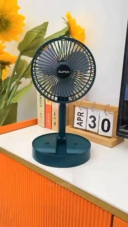 RXN Portable Telescopic Stand Fan | 6 Inch USB Desktop Foldable Mini Fan with Rechargeable Battery and 3 Speeds