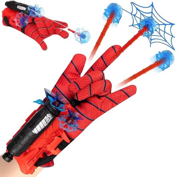 RN Spiderman Web Discharge Toy for Kids — Silly String Web Shooters, Plastic Cosplay Glove and Wrist Launcher Set