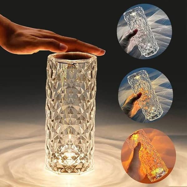 RN Crystal Diamond Touch Lamp With Remote – 16 Colors, USB Rechargeable, Dimmable