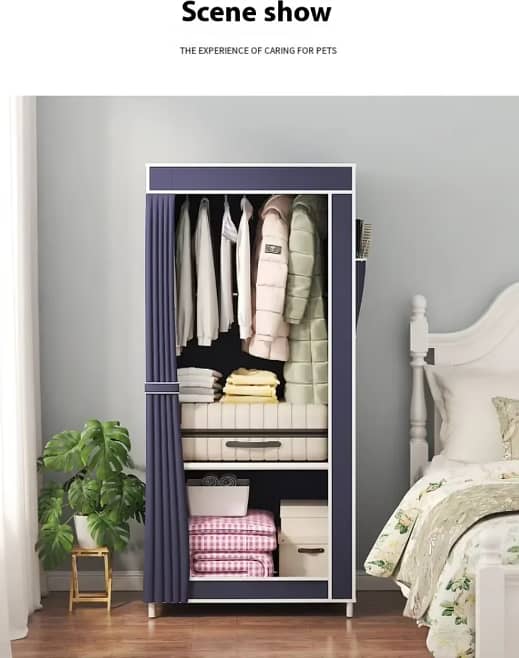 RN Fabric Wardrobe: Dustproof, Foldable Cloth Storage Organizer with Steel Tube Frame