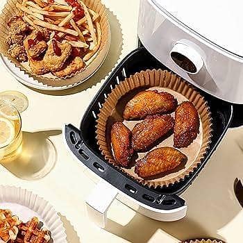 RN 30 Pcs Air Fryer Disposable Paper Liner Mats, Wood Pulp Steamer Baking Sheets 160 mm x 45 mm