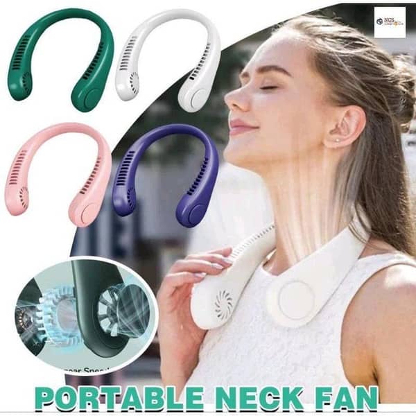 RN Portable Neck Fan, Rechargeable Hands-Free Bladeless Personal Mini Fan with 3 Speeds and 48° Air Outlet