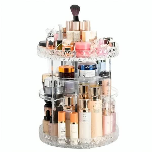 RN Original: 360° Rotating Makeup Storage Rack, Height Adjustable Cosmetics Organizer, Skin Care Holder, Bathroom Display Case