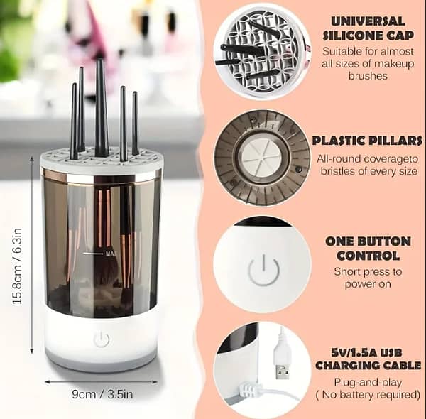 RN Electric Makeup Brush Cleaner: Automatic Washing and Drying Tool with Eyeshadow Brush Holder