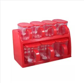 RN VAV 2-Tier Spice Rack with 7 Jars - Red