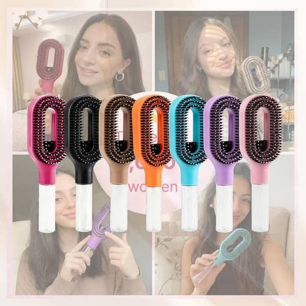 RNX 2 in 1 Water Spray Hair Brush – Refillable Mist Detangling Comb for Women and Kids