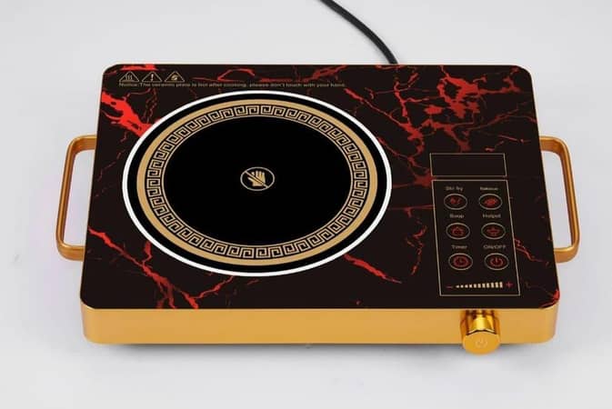 RN New Japanese Electric Infrared Cooker: 2500W Infrared Hot Plate with Touch Panel, Temperature Control, Safe Cool-Touch Housing