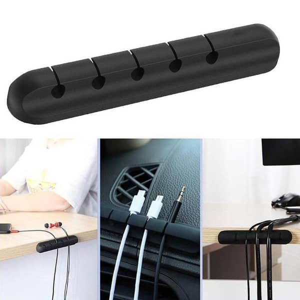 Self-Adhesive Silicone USB Cable Clips Desk Organizer