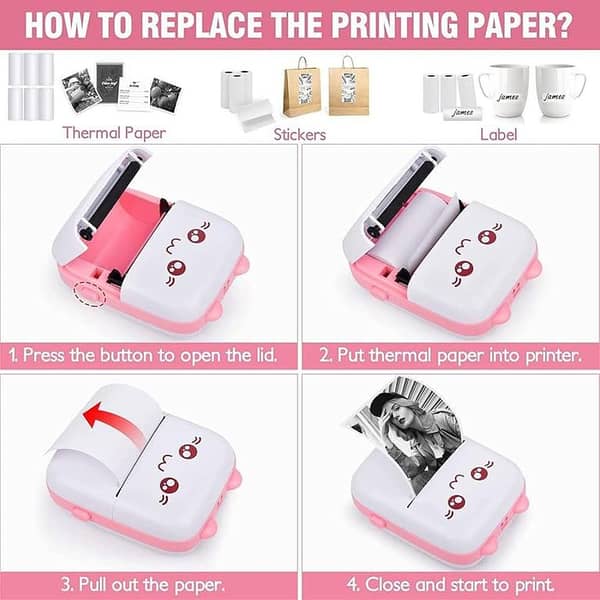 Mini Portable Printer: Bluetooth 4.0 Thermal Pocket Photo Printer for Android & iOS (Multicolor)