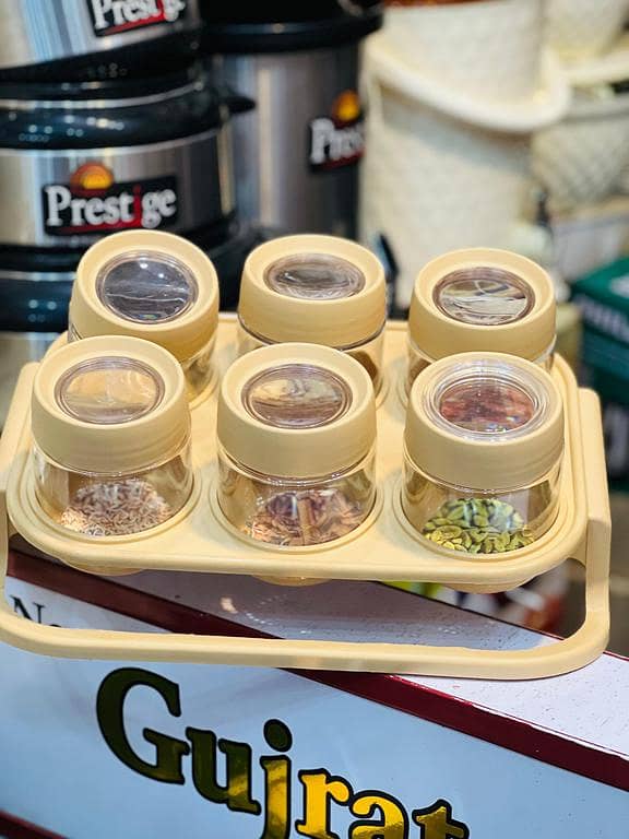 RN Masala Box Spice Rack Set – 6 Jars, Wall-Mounted Masala Jar Shelf, Premium Quality