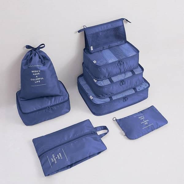 RXN Travel Storage Bag: Portable Luggage Organizer Set with Zip Cube and Toiletry Pouch (Multi)