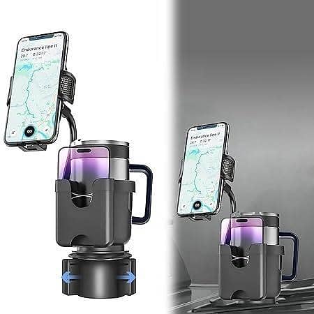 RN 3 in 1 Upgraded Car Cup Holder Expander with Phone Mount Slot for Cards and Mobile Phones (All Smartphones)