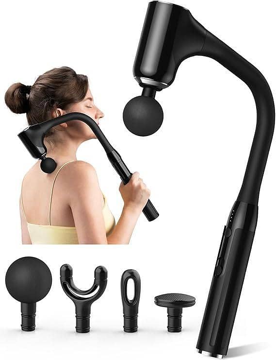 RN 4 Replaceable Heads Back Massager with Adjustable Speed and Extended Handle for Deep Tissue Relief