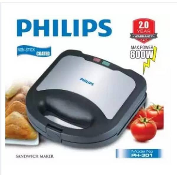Philips Sandwich Maker 800W Black (2-Slice)