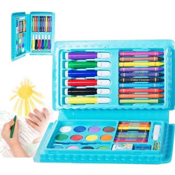 rn 42 Pcs Color Set/Kit for Drawing & Painting Portable Art Box | 12 Water Colors, 6 Sketch Pens, 10 Crayons, 8 Pastel Oil Colors, Sharpener, Eraser | Best Gift for Kids