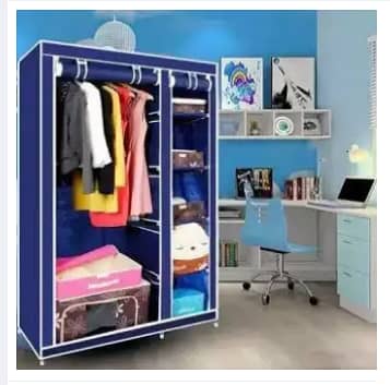RN 2-Door Foldable Movable Cloth Wardrobe with Zip-Up Collapsible Cupboard
