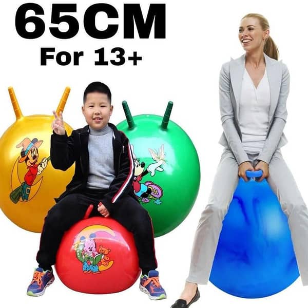 RN Hop Ball for Kids with Handle – Inflatable Jump Ball for Exercise, Indoor/Outdoor Bouncing Hopper