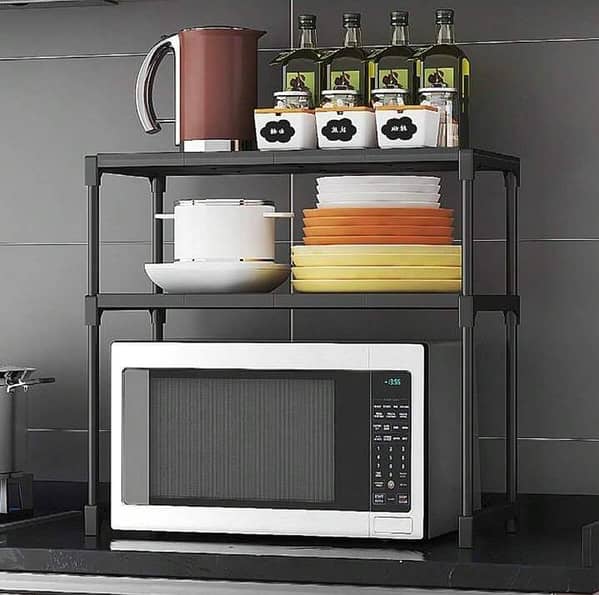 RN Plastic and Metal Microwave Shelf Stand for Microwave Oven Rack and Kitchen Storage Cabinet