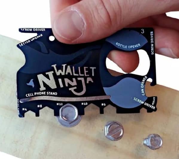RN 18-in-1 Wallet Ninja Multi-Tool Card – Stainless Steel Pocket Tool for Men (Bottle Opener, Screwdrivers, Ruler, Hex Wrenches, Peeler, Phone Stand & More)