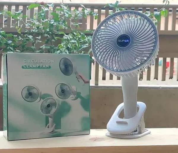 2-in-1 Rechargeable Table Fan and Handheld Clamp Fan for Desk, Travel, and Outdoors