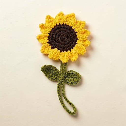 Cute Handmade Crochet Sunflower Keychain and Bag Charm by Premium Knits