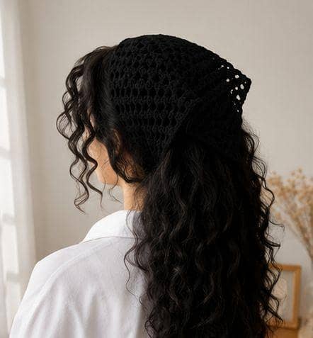 Handmade Crochet Mesh Head Bandana for Women | Korean Style Hair Band