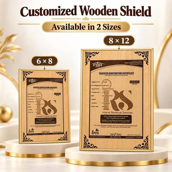 Customized Wooden Shield Engraved Picture Certificate Gift