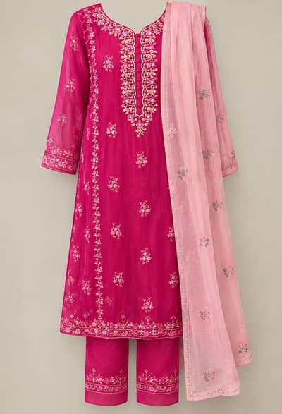 Beautiful Pink Fancy Embroidered 3 Piece Suit – Once Worn