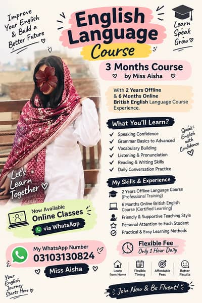 English laungauge corse 3 months with certificate onile