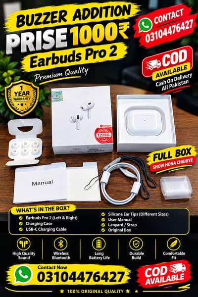 AirPods Pro 2 Wireless Earbuds | Premium Sound | Type-C | COD Availab