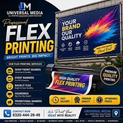 FLEX PRINTING | 3D SIGN BOARD | PAPER PRINTING