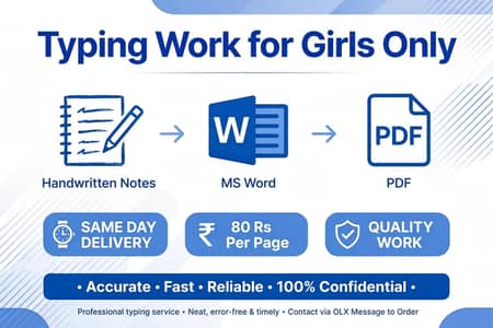 Handwritten Notes to Ms word &PDF typing. Girls only- 80Rs
