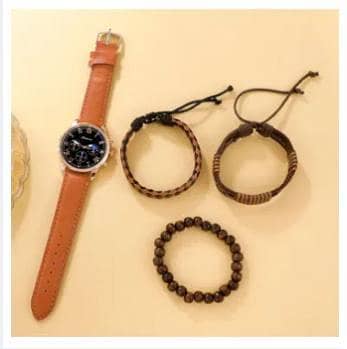 "Men's 4pcs/Set Quartz Watch for Men Analog Quartz Retro Stylish Chronograph Alloy Nylon Sport Style Watches A R3268"