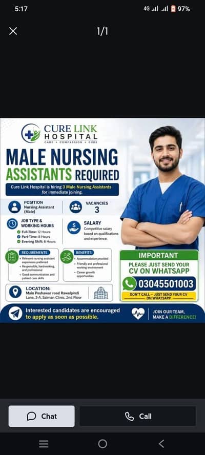 03 Male Nursing Assistant Required