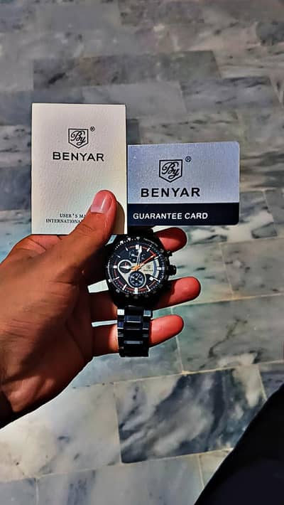 Benyar watch with gurrenty card and box
