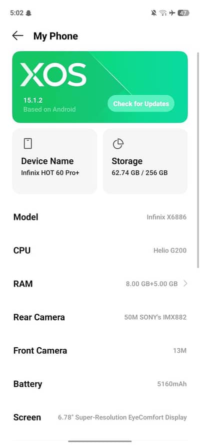 Infinix hot 60 pro + 8gbram 256gb memory
