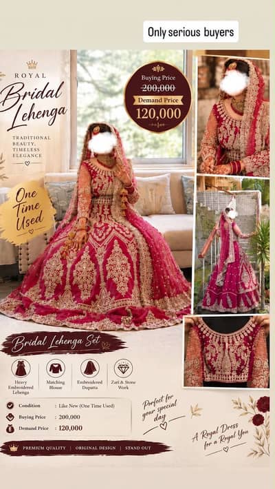 Royal bridal lehenga set one time used /like new