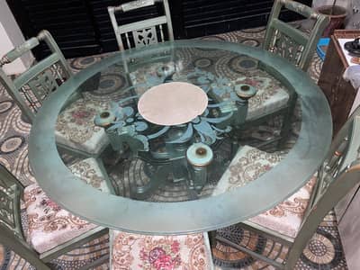 6 seater glass dining table