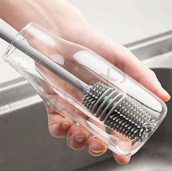 (Pack Of 2) Silicone Long Handle Bottle Cleaning Brush