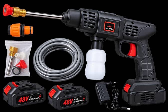 Cordless 48V Pressure Washer Gun with Dual Battery, Portable Wireless Car Wash Kit (Foam Bottle & Carry Case)